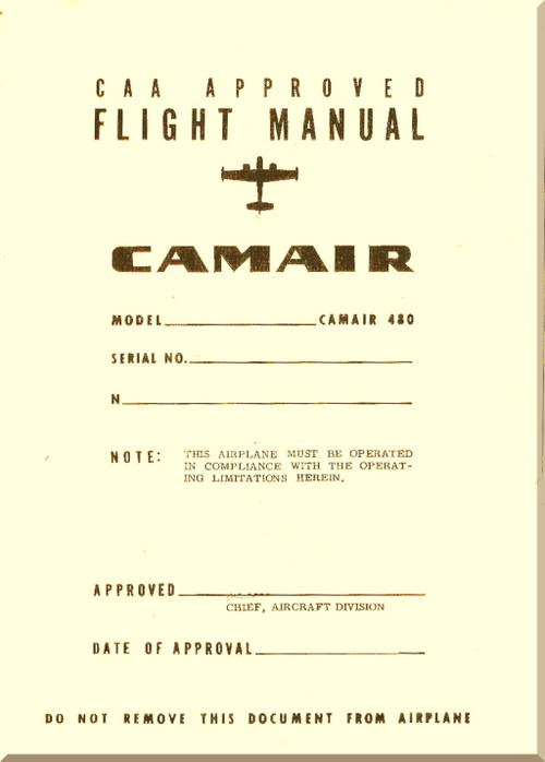 Camair 480 Twin Navion  Aircraft Flight  Instruction Manual -  1955