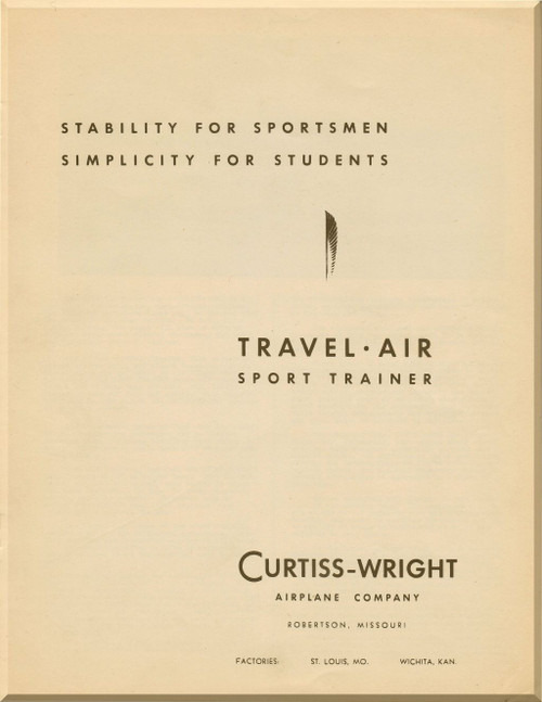 Curtiss -Wright Travel Air CW-12  Sport Trainer Technical  Description Manual -  1931 -