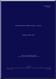 De Havilland  Gipsy Major 1 to 10 Aircraft Engine Parts List Manual  ( English Language ) 