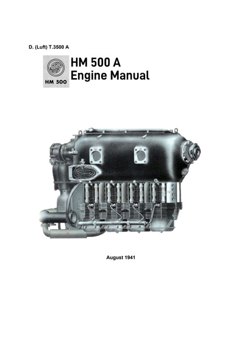 Hirth Motor 500 A   Aircraft Engine Handbook  Manual  ( English Language )