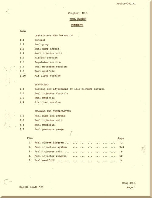 Bae / Scottish Aviation / Beagle  Bulldog   Aircraft Series Fuel system Description - AP101B-3801-1  -1986