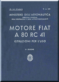 FIAT Motori  A.80 Aircraft Engine Instruction  Manual,    ( Italian Language )
