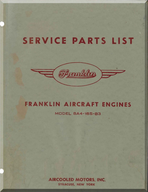 Franklin 6A4-165-B3 Aircraft Engine  Spare Parts Catalog   Manual  ( English Language )
