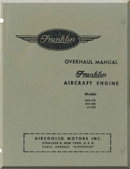       Franklin 6VA-178 6VA-200 6V-335  Aircraft Engine  Overhaul   Manual  ( English Language ) 