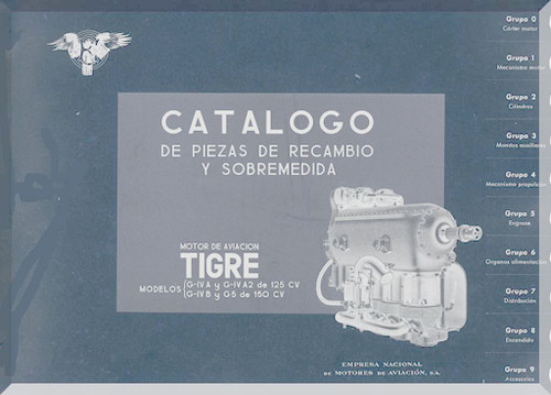 Elzalde Tigre   Aircraft Engine Parts Catalog Manual  (Spanish Language )