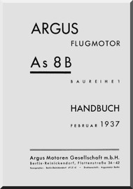      ARGUS  Flugmotor As 8 B   Aircraft Engine Handbook  Manual  ( German Language ) Handbuch -1937 
