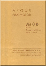      ARGUS  Flugmotor As 8 B   Aircraft Engine Illustrated Parts Catalog   Manual  ( German Language ) Ersateilliste - 1937 