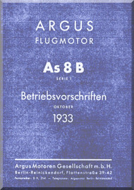      ARGUS  Flugmotor As 8 B   Aircraft Engine Technical Manual  ( German Language ) Betriebsvorschriften -1933 