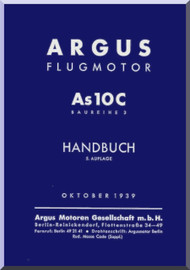      ARGUS  Flugmotor As 10 C   Aircraft Engine Handbook  Manual  ( German Language ) Handbuch -1939 