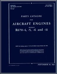 Continental R-670 -4 -5 -6 -11    Aircraft Engine Parts Catalog Manual   02-40AA-4 - 1943 ( English Language ) 