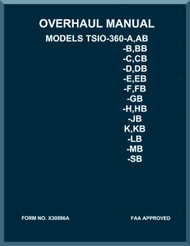 Continental TSIO-360-A, AB  B, BB C, CB, D, DB, G,GB H,HB, HB9, J, JB K, KB, ES Aircraft Engine Overhaul Manual  ( English Language ) Form X30596A