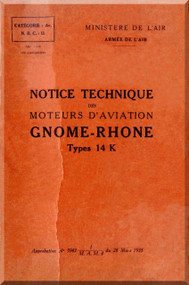 Le Rhone Gnome Type 14 K Aircraft Engine Manual 1935