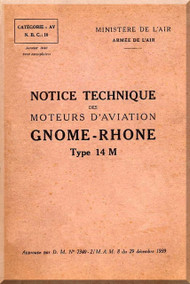 Le Rhone Gnome Type 14 M Aircraft Engine Manual - 1939