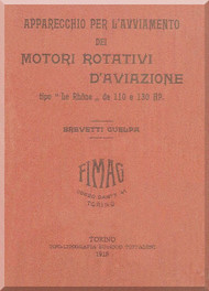 Le Rhone 9 Cylinder Type C 80 H.P  Type J 110 h.p Care and Maintenance ( Italain Language ) -1917
