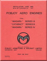 Pobjoy " Niagara "  III " Cataract " III " Niagara " IV    Aircraft Engine  Operation, Installation and Maintenance Manual  ( English Language )