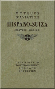 Hispano Suiza 8 150 Aircraft Engine Maintenance Manual Instruction Book  ( French Language )