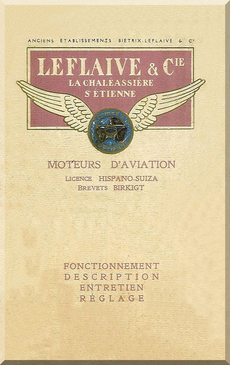 Hispano Suiza 8 150 180 200  Aircraft Engine Maintenance Manual Instruction Book  ( French Language )
