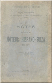 Hispano Suiza 8 300 Cv Aircraft Engine Maintenance Manual Instruction Book  ( French Language ) 