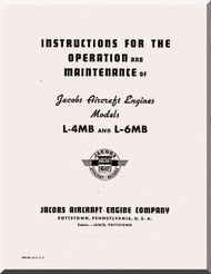 Jacobs L-4,  L-5  MB  Aircraft Engine Instruction Operation and Maintenance Manual  ( English Language )