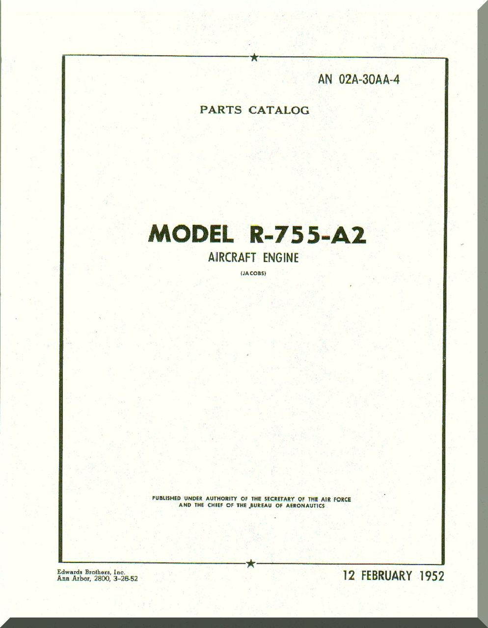 Jacobs R 755 A2 Aircraft Engine Parts Catalog Manual English Language Aircraft Reports Aircraft Manuals Aircraft Helicopter Engines Propellers Blueprints Publications