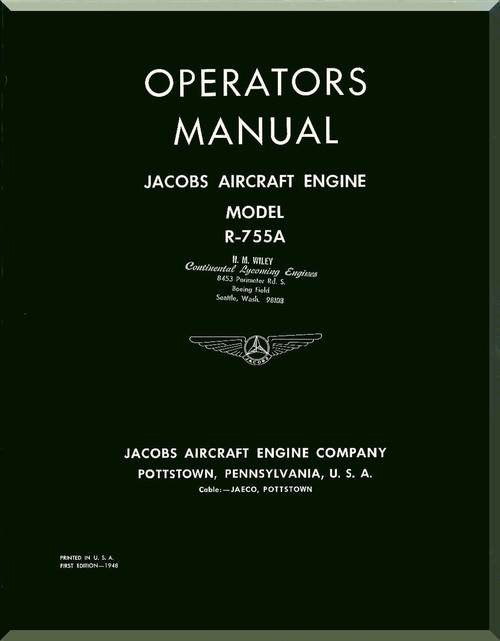 Jacobs R-755 A Aircraft Engine Operators Manual - 1944