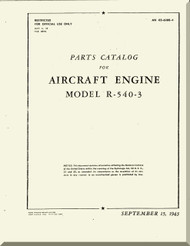 Kinner R-540 Aircraft Engine Parts Catalog Manual  ( English Language )