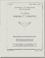 Kinner R-540 Aircraft Engine Operating Manual  ( English Language )