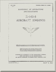 Kinner R-540 Aircraft Engine Operating Manual  ( English Language )