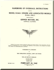 Kinner R-540 -1 Aircraft Engine Overhaul Manual  ( English Language )