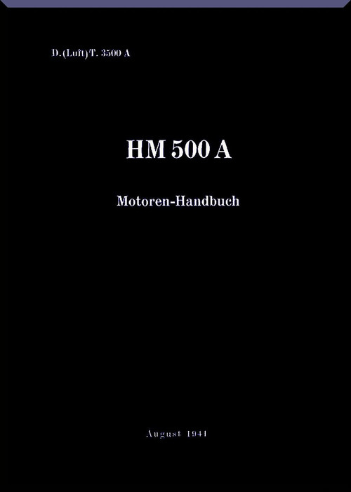 Hirth Motor 500 A   Aircraft Engine Handbook  Manual  ( German Language )