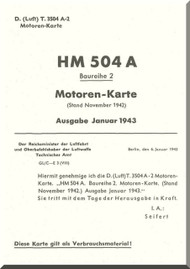 Hirth Motoren 504 A-2 Aircraft Technical Manual - Motoren Karte - 1943