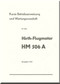 Hirth Motor HM 506 A  Aircraft Engine Technical  Manual  ( German Language )