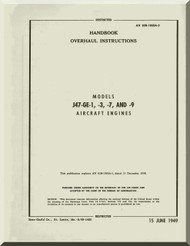 General Electric J47 -1-3-7-9  Aircraft Jet  Engine  Overhaul Manual  ( English  Language ) -1959 -  AN 02B-105EA-3