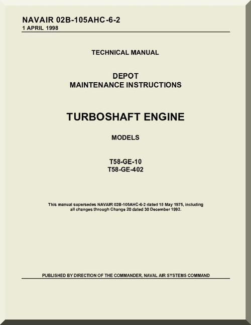 General Electric T58 -GE-10, T58-GE-402 Aircraft Turboshaft Engine Maintenance Manual ( English Language ) - NAVAIR 02B-105AHC-6-2
