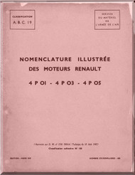 Renault Type 4P-O3, -O5 Aircraft Engine Parts Catalogue Manual ( French Language ) - 1949 (v