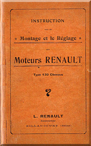 Renault Type 130 Chevaux Aircraft Engine  Technical Manual  ( French Language )  -