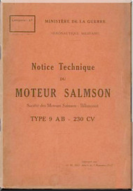 Salmson 9 AB Aircraft Engine Technical Manual (French Language )