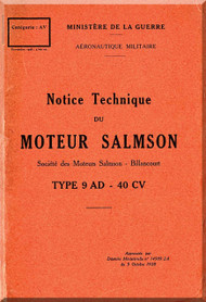Salmson 9 AD Aircraft Aero Engine Technical Manual (French Language )