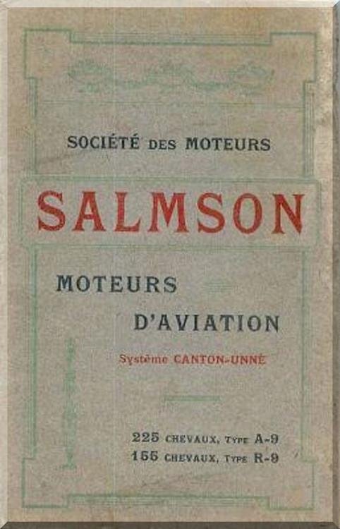 Salmson A9 R9 Aircraft  Aero Engine Technical Manual   (French Language )