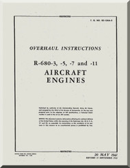 Lycoming R-680 -3 -5 -7 -11 Aircraft Engine Overhaul  Manual  ( English Language ) 