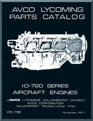 Lycoming  IO-720-D Aircraft Engine  Parts Catalog Manual  ( English Language ) , 1977 -  PC-119