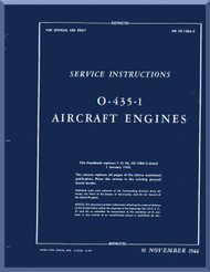 Lycoming  O-435 -1 Aircraft Engine  Service Manual  ( English Language ) , 1944 - AN 02-15BA-2