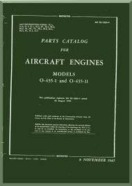 Lycoming  O-435 -1 Aircraft Engine  Parts Manual  ( English Language ) , 1945 - AN 02-15BA-4