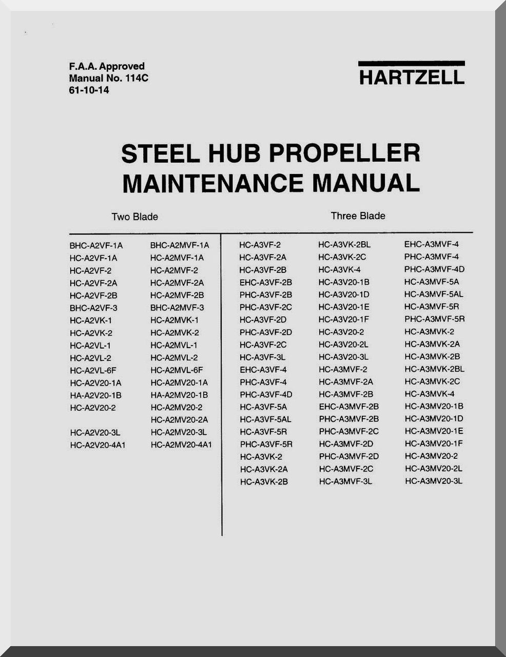 Hartzell Aircraft Propeller Steel Hub Maintenance Manual 114c Aircraft Reports Aircraft Manuals Aircraft Helicopter Engines Propellers Blueprints Publications