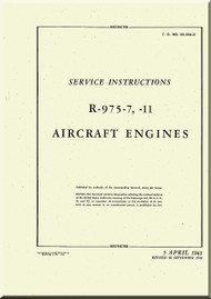 Wright R-975 -7 -11 Aircraft Engine Service Manual - 1943