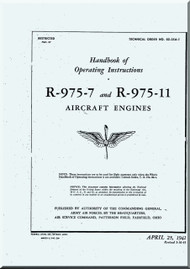 Wright R-975 -7 -11 Aircraft Engine Operating  Manual  ( English Language ) - 02-23A-1 -1941