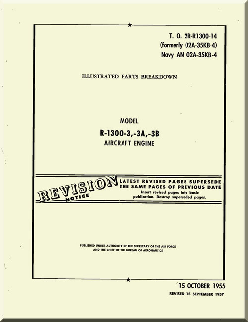 Wright R-1300 -3 -3A -3C   Cyclone 7  Aircraft Engine Parts Catalog  Manual  ( English Language )