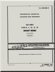 Wright R-1300 -1B -3 -3A -3C -3D   Cyclone 7  Aircraft Engine Parts Catalog  Manual  ( English Language )