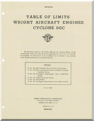 Wright R-1820 Cyclone 9 GC  Aircraft Engine Table of Limits Manual  ( English Language ) 