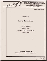 Wright R-1820 -80    Cyclone Aircraft Engine Service Instructions Manual  ( English Language )